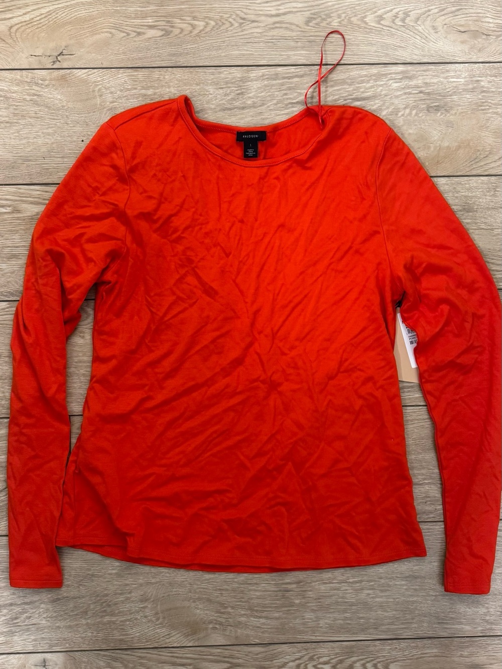 Halogen Long-Sleeve Scoop Neck Tee in Bright Red